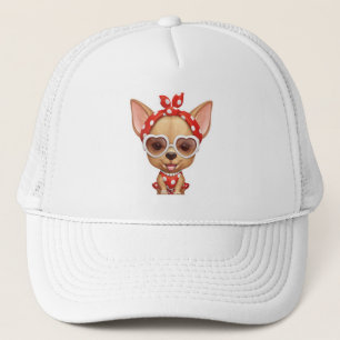 Chihuahua in the Guise of a Retro Beauty Trucker Hat