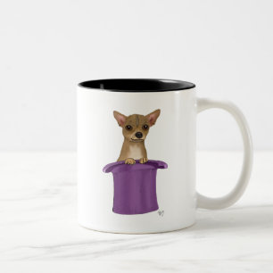 Chihuahua in Top Hat Two-Tone Coffee Mug