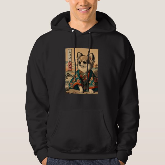 Chihuahua Japanese Konnichihuahua Konichiwawa Cute Hoodie (Front)