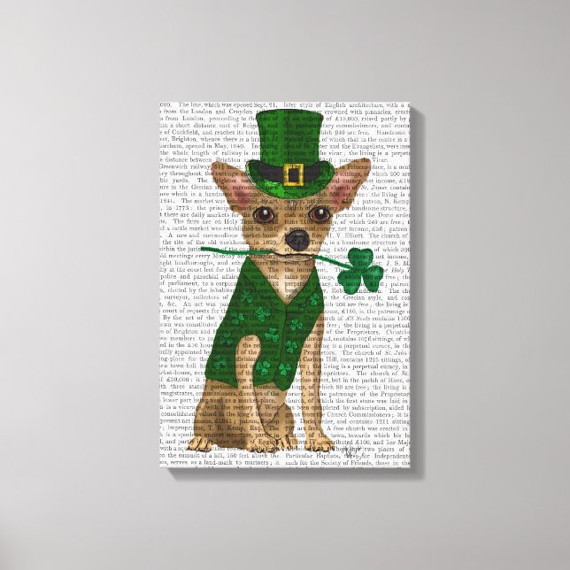 Chihuahua Leprechaun Canvas Print (Front)