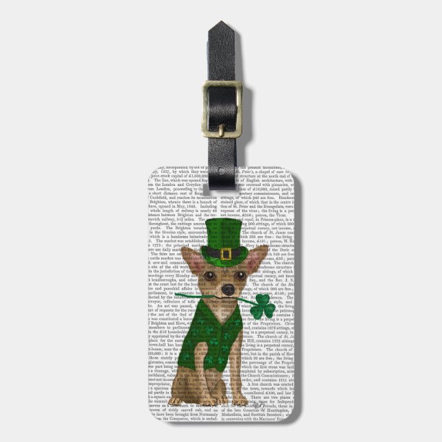 Chihuahua Leprechaun Luggage Tag (Front Vertical)