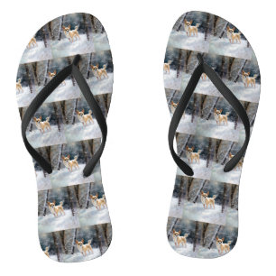 Chihuahua Let It Snow Christmas Flip Flops