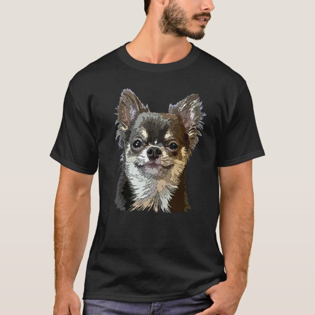 Chihuahua Long Hair Funny Chihuahua Long Haired Ch T-Shirt (Front)