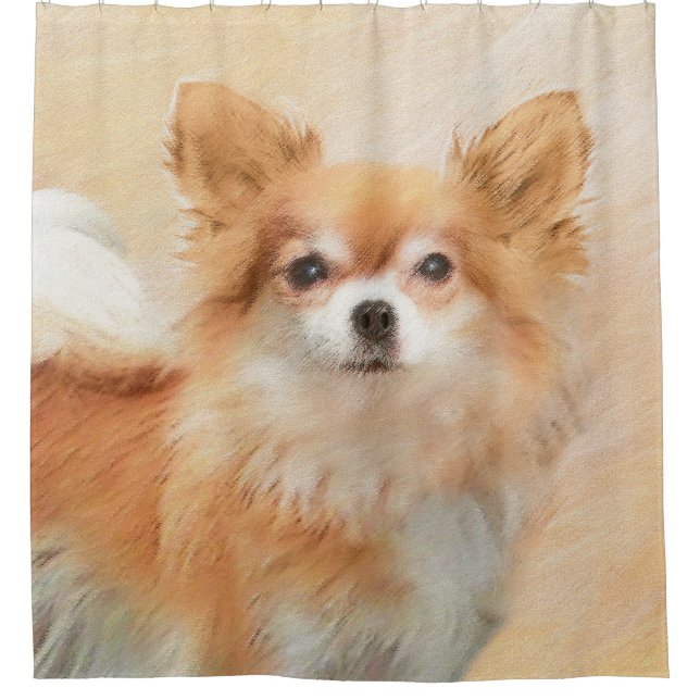 Chihuahua Long-Haired Dog Painting Original Art (Front)