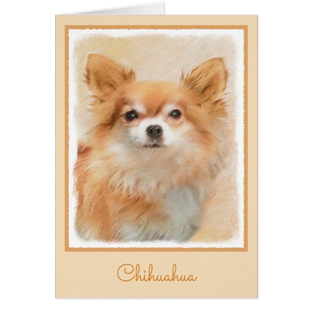 Chihuahua Long-Haired Dog Painting Original Art (Front)