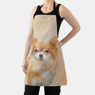 Chihuahua Long-Haired Dog Painting Original Art Apron