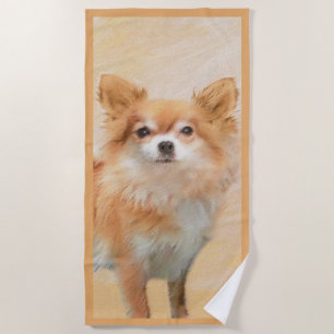 Chihuahua Long-Haired Dog Painting Original Art Beach Towel