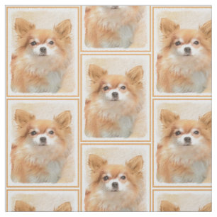 Chihuahua Long-Haired Dog Painting Original Art Fabric