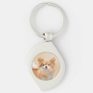 Chihuahua Long-Haired Dog Painting Original Art Keychain