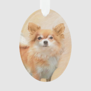Chihuahua Long-Haired Dog Painting Original Art Ornament