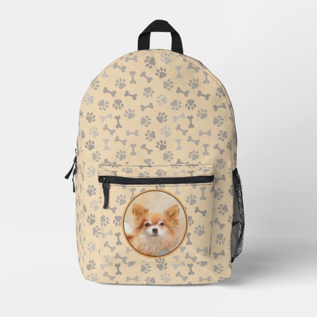 Chihuahua Long-Haired Dog Painting Original Art Printed Backpack (Front)