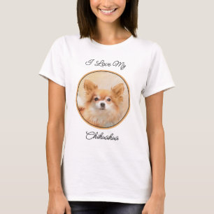 Chihuahua Long-Haired Dog Painting Original Art T-Shirt