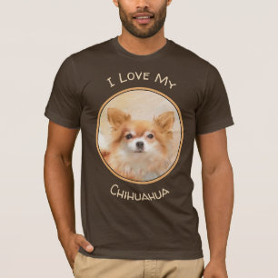 Chihuahua Long-Haired Dog Painting Original Art T-Shirt