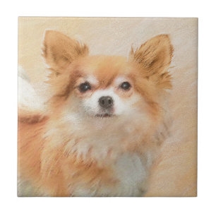 Chihuahua Long-Haired Dog Painting Original Art Tile
