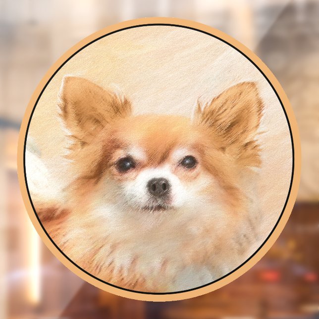 Chihuahua Long-Haired Dog Painting Original Art Window Cling (Sheet 2)