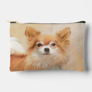 Chihuahua Long-Haired Painting Original Dog Art Accessory Pouch