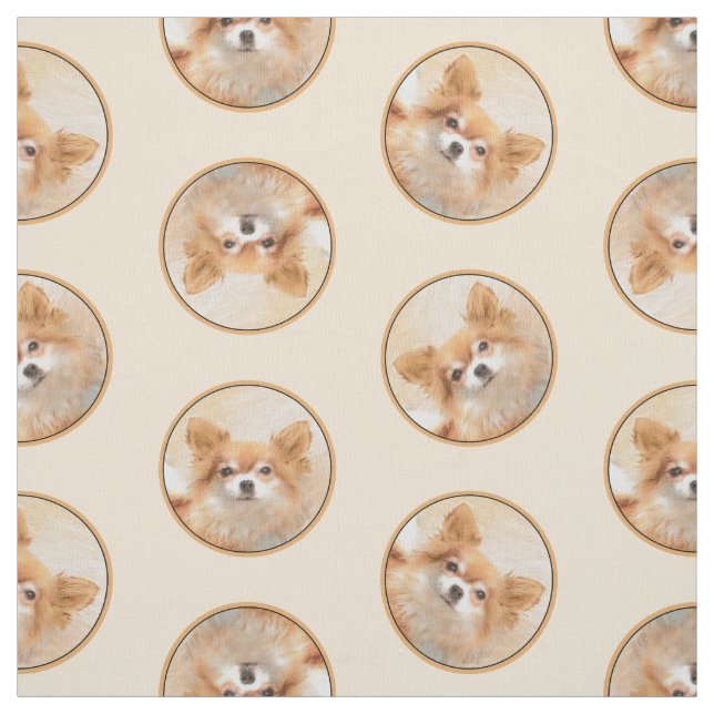 Chihuahua Long-Haired Painting Original Dog Art Fabric (Swatch)
