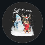 Chihuahua Long Haired Santa Dog Christmas Snowman Classic Round Sticker<br><div class="desc">Chihuahua Long Haired Santa Dog Christmas Snowman Xmas 1</div>
