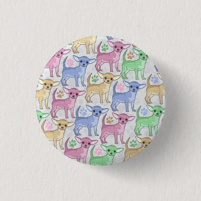 Chihuahua Lover Colourful Pattern 1 Inch Round Button (Front)