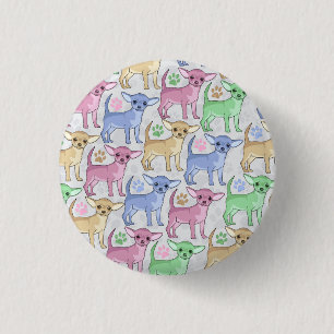 Chihuahua Lover Colourful Pattern 1 Inch Round Button