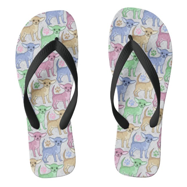 Chihuahua Lover Colourful Pattern Flip Flops (Footbed)