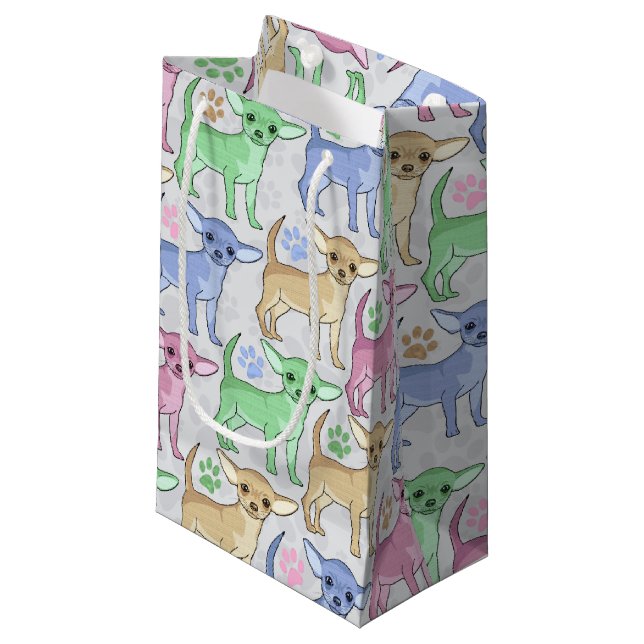 Chihuahua Lover Colourful Pattern Small Gift Bag (Front Angled)