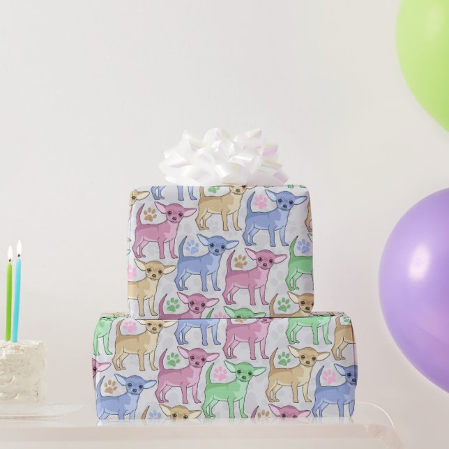 Chihuahua Lover Colourful Pattern Wrapping Paper (Party Gifts)