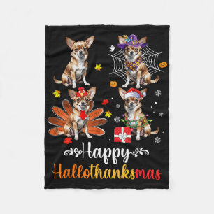 Chihuahua Lover Halloween Christmas Happy Hallotha Fleece Blanket