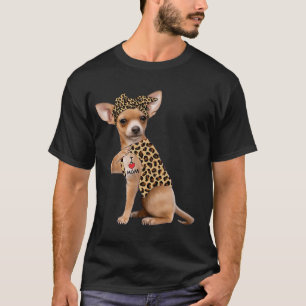 Chihuahua Lover  I Love Mom Tattoo Leopard Mother' T-Shirt