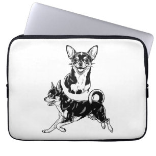 Chihuahua Lover's Delight Dynamic Duo in Black Laptop Sleeve