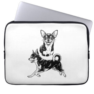 Chihuahua Lover's Delight Dynamic Duo in Black Laptop Sleeve