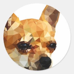 Chihuahua Low Poly Art Classic Round Sticker
