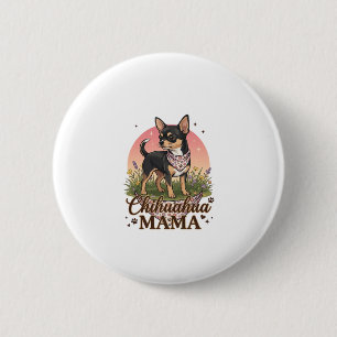 Chihuahua Mama Dog Pink Floral Bandana_1 2 Inch Round Button