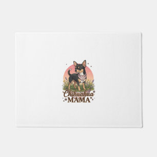 Chihuahua Mama Dog Pink Floral Bandana_1 Doormat