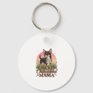 Chihuahua Mama Dog Pink Floral Bandana_1 Keychain