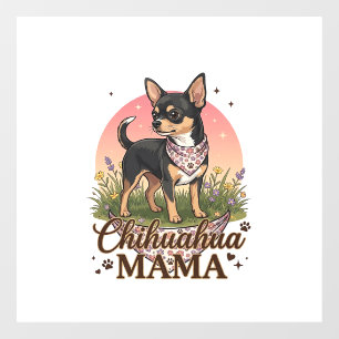 Chihuahua Mama Dog Pink Floral Bandana_1 Window Cling