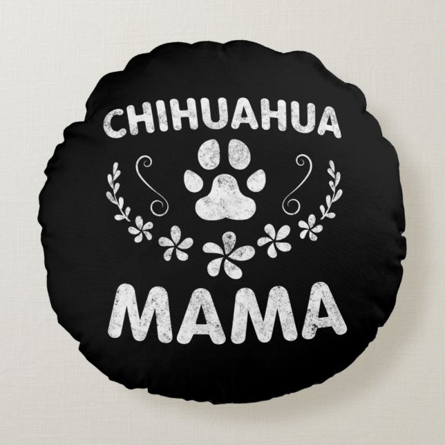 Chihuahua Mama Round Pillow (Front)