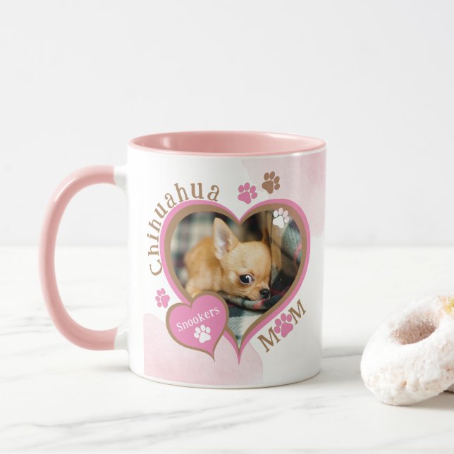 Chihuahua Maman Photo personnalisée Mug (Avec donut)