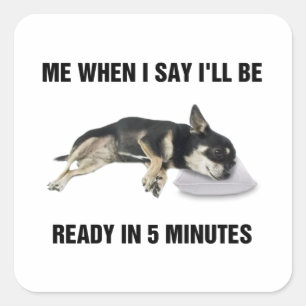 Chihuahua Me When I Say I'll Be Ready In 5 Minutes Square Sticker