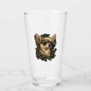 Chihuahua Merry Christmas X-Mas Tree Cute Glass