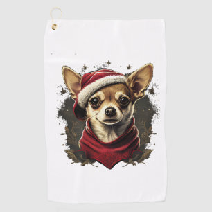 Chihuahua Merry Christmas X-Mas Tree Cute Golf Towel