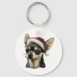 Chihuahua Merry Christmas X-Mas Tree Cute Keychain