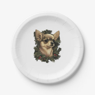 Chihuahua Merry Christmas X-Mas Tree Cute Paper Plate
