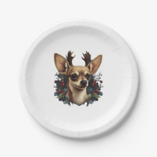 Chihuahua Merry Christmas X-Mas Tree Cute Paper Plate