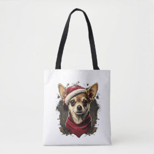 Chihuahua  Merry Christmas  X-Mas Tree  Cute       Tote Bag