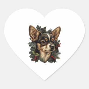 Chihuahua  Merry Christmas  Xmas Tree  Cute Dog Heart Sticker