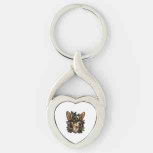 Chihuahua  Merry Christmas  Xmas Tree  Cute Dog Keychain