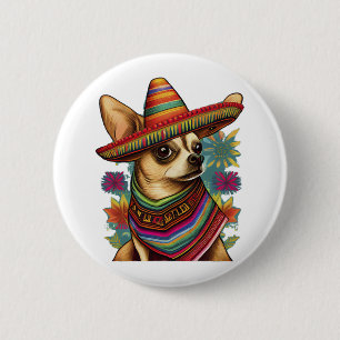 Chihuahua Mexico Cinco de Mayo Funny Dog 2 Inch Round Button