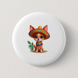 Chihuahua  Mexico  Cinco de Mayo  Funny Dog   (3) 2 Inch Round Button