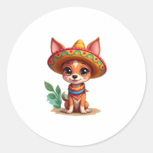 Chihuahua  Mexico  Cinco de Mayo  Funny Dog   (3) Classic Round Sticker